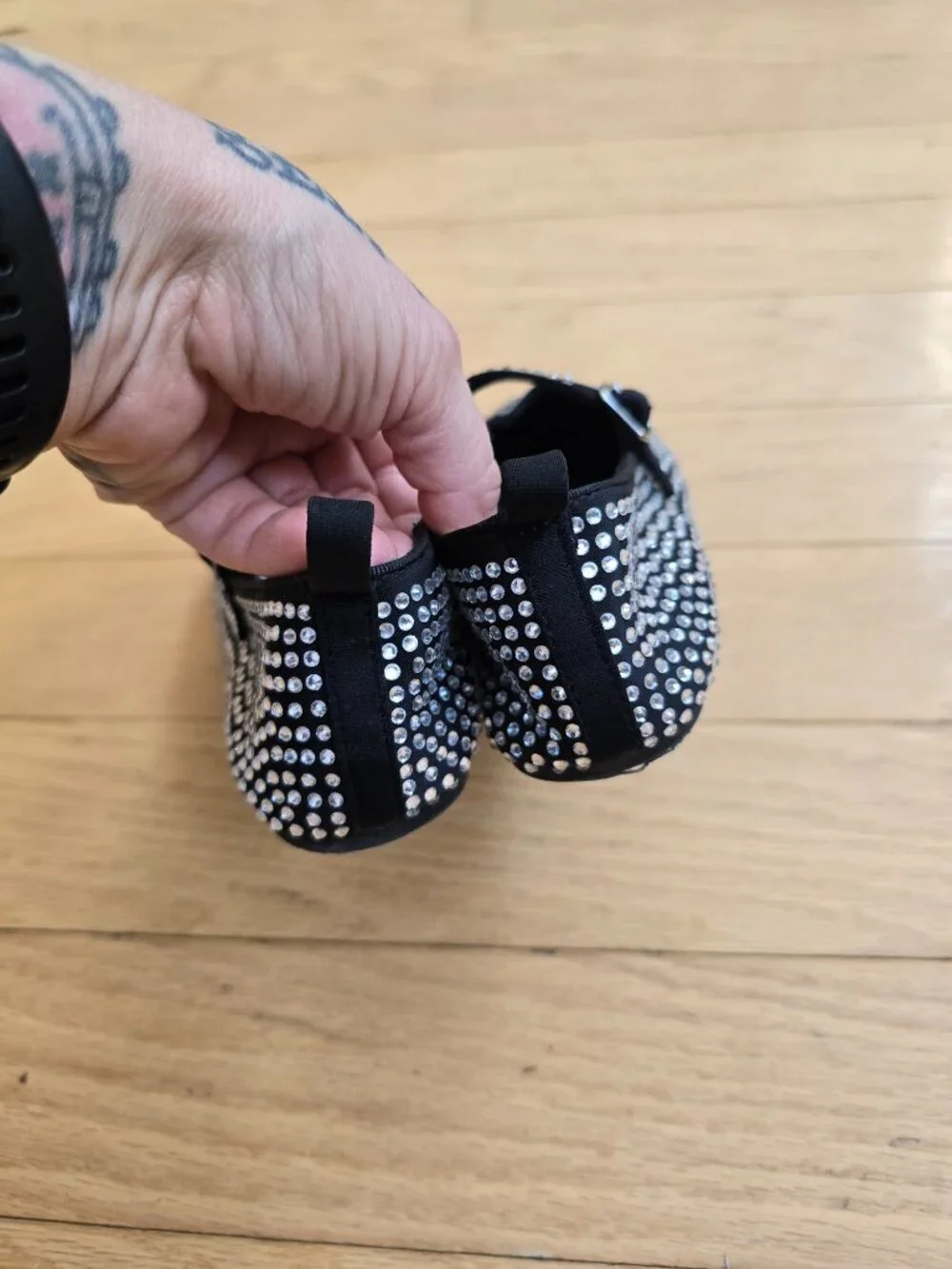 Zara | silver rhinestone black BalletCore falts | KIDS 3
